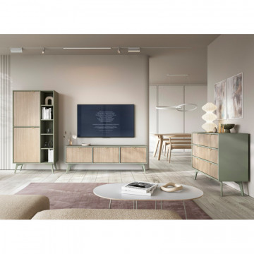KSZ106 Comodă din eucalipt Palos PA02- scandi heringbone 106 cm 3S - Img 1