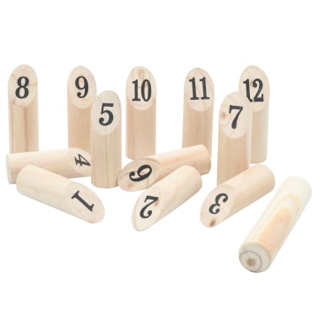 Kubb Set jocuri cu numere 13 piese geantă de transport lemn masiv pin - Img 3