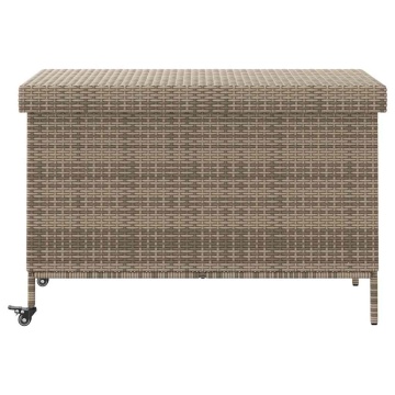 Ladă depozitare de grădină cu roți, gri 110x55x73 cm poliratan - Img 4