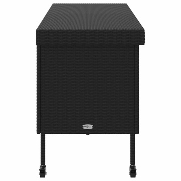 Ladă depozitare de grădină cu roți negru 160x55x75 cm poliratan - Img 8