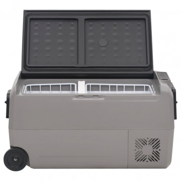 Ladă frigorifică cu roată și adaptor, 50 L, negru&gri, PP & PE - Img 3
