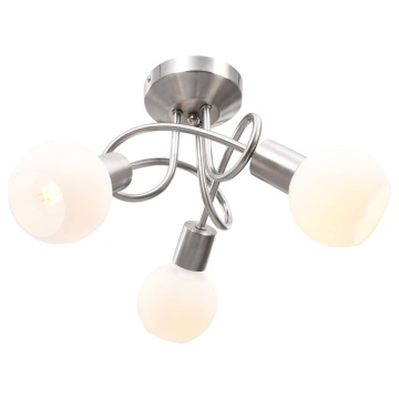 Lustră cu abajururi din ceramică, 3 becuri E14, alb, glob - Img 1