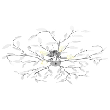 Lustră cu brațe tip frunze cristal acrilic alb 5 becuri E14 - Img 2