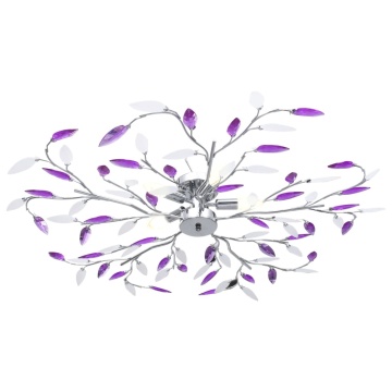 Lustră cu brațe tip frunze cristal acrilic violet 5 becuri E14 - Img 2
