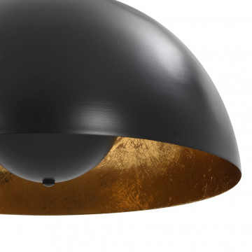 Lustre, 2 buc., negru și auriu, semisferic, 40 cm, E27 - Img 6