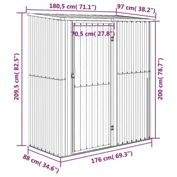 Magazie de grădină, gri, 180,5x97x209,5 cm, oțel galvanizat - Img 7