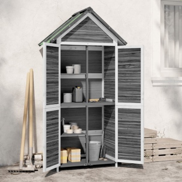 Magazie de unelte de grădină gri 89x52,5x175 cm lemn masiv pin - Img 1