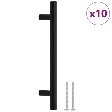 Mânere de dulap, 10 buc., negru, 128 mm, oțel inoxidabil - Img 2