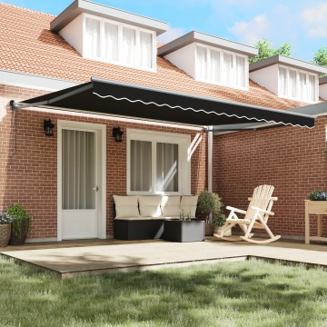 Marchiză automată retractabilă Neagră 450x300 cm, Țesătură de înlocuire pentru marchiză 4.5x3 m Cadru Negru - Img 3