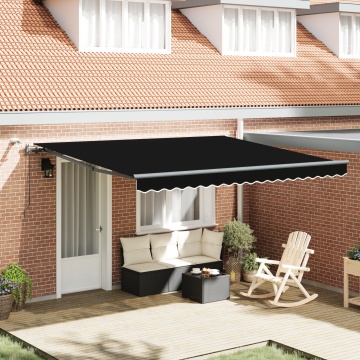Marchiză Retractabilă Automată cu LED Neagră 400x350 cm, Lentilă de înlocuire pentru marchiză 4x3,5 m Neagră - Img 1