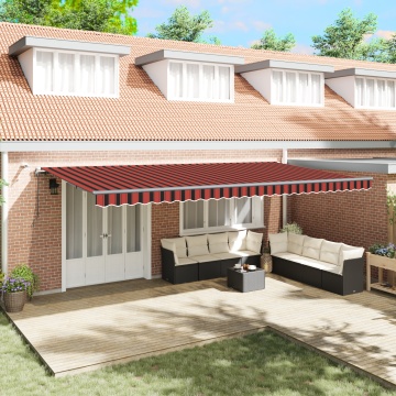 Marchiză Retractabilă Automată cu LED Portocalie și Maro 600x300 cm - Img 1