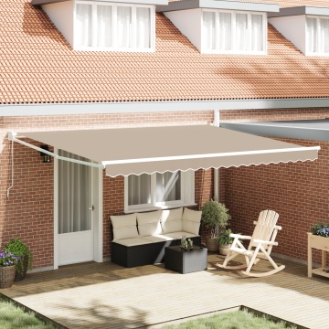 Marchiză retractabilă manuală Bej 450x300 cm, Material de înlocuire pentru marchiză cadru 4.5x3 m Bej - Img 1