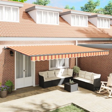 Marchiză Retractabilă Manuală Galbenă și Portocalie 500x350 cm - Img 1