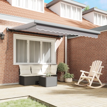 Marchiză retractabilă manuală gri deschis 300x250 cm, Material de înlocuire pentru marchiză 3x2,5 m gri deschis - Img 3