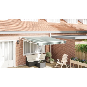 Markiză retractabilă automată Verde și Alb 350x250 cm, Țesătură de înlocuire pentru markiză pentru cadru de 3.5x2.5 m Verde și Alb - Img 1