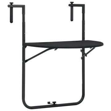 Masă balcon suspendată negru 60x64x83,5 cm plastic aspect ratan - Img 1
