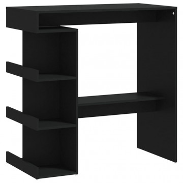 Masă bar cu raft de depozitare, negru, 100x50x101,5 cm, PAL - Img 2