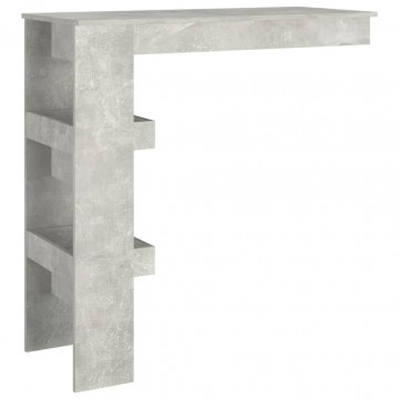 Masă bar de perete gri beton 102x45x103,5 cm lemn compozit - Img 8