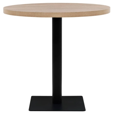 Masă bistro, MDF și oțel, rotundă, 80x75 cm, culoare stejar - Img 3