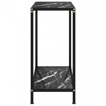 Masă consolă, negru, 60 x 35 x 75 cm, sticlă securizată - Img 2