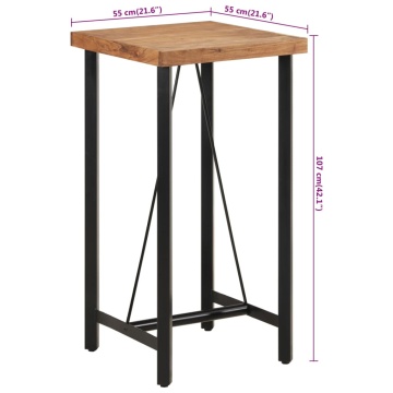 Masă de bar, 55x55x107 cm, lemn masiv acacia și fier - Img 7