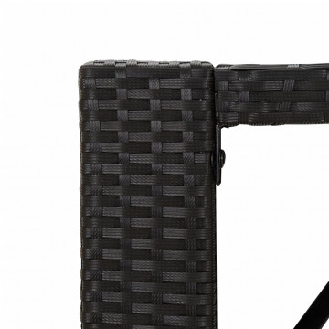 Masă de bar cu blat din sticlă, negru, 185x80x110 cm, poliratan - Img 6