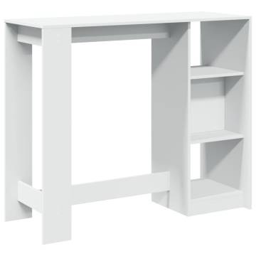 Masă de bar cu raft, alb, 124x46x103,5 cm, lemn prelucrat - Img 5