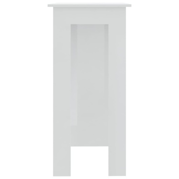 Masă de bar cu raft, alb extralucios, 102x50x103,5 cm, PAL - Img 4