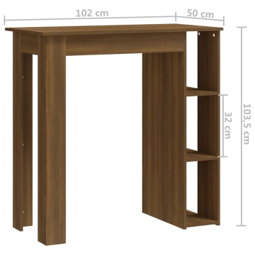 Masă de bar cu raft, stejar maro, 102x50x103,5 cm, PAL - Img 6