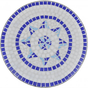 Masă de bistro, albastru și alb, 60 cm, mozaic - Img 3