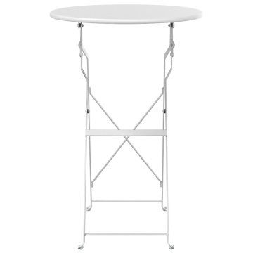 Masă de Bistro Pliabilă Alb Ø50x71 cm Oțel Vopsit - Img 4
