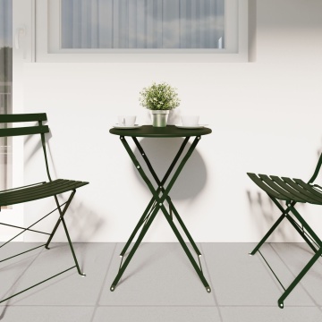 Masă de Bistro Pliabilă Verde Închis Ø50x71 cm Oțel Vopsit - Img 3