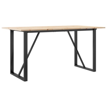 Masă de bucătărie, cadru O, 160x80x75cm lemn masiv pin și fontă - Img 2