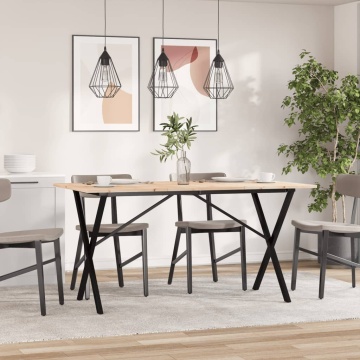 Masă de bucătărie, cadru X, 140x80x75cm lemn masiv pin și fontă - Img 3