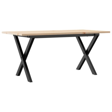 Masă de cafea, cadru X, 100x50x45 cm, lemn masiv pin și Oţel - Img 2