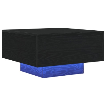 Masă de cafea cu lumini LED Stejar negru 55x55x31 cm - Img 2