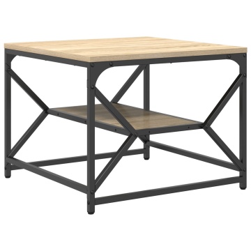 Masă de cafea cu raft din stejar Sonoma – 51x50x40 cm – fabricată din lemn prelucrat - Img 2