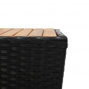 Masă de ceai negru 41,5x41,5x43 cm poliratan lemn masiv acacia - Img 6