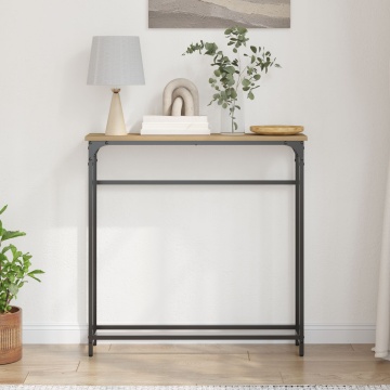 Masă de console Artisan Oak 75x19,5x75 cm din lemn și oțel - Img 4