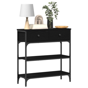 Masă de console Negru Stejar 72,5x25x75 cm Lemn prelucrat și Oțel - Img 3