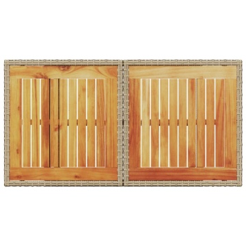 Masă de grădină, bej, 100x55x73 cm, poliratan și lemn de acacia - Img 6