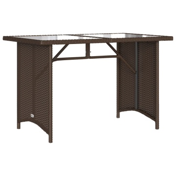 Masă de grădină cu blat din sticlă maro 110x68x70 cm poliratan - Img 2