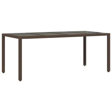 Masă de grădină cu blat din sticlă maro 190x90x75 cm poliratan - Img 5