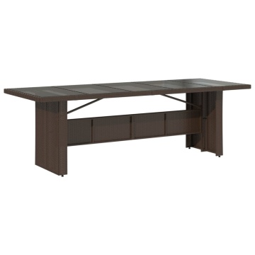 Masă de grădină cu blat din sticlă maro 240x90x75 cm poliratan - Img 1