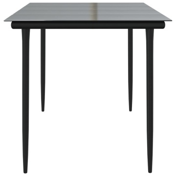 Masă de grădină, negru, 160x80x74 cm, oțel & sticlă securizată - Img 4