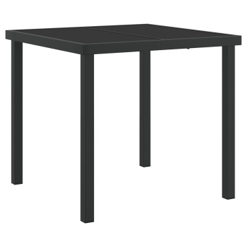 Masă de grădină Negru 80x80x73 cm Sticlă Temperată - Img 2