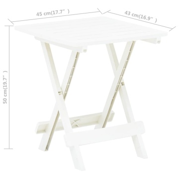 Masă de grădină pliabilă, alb, 45 x 43 x 50 cm, plastic - Img 6