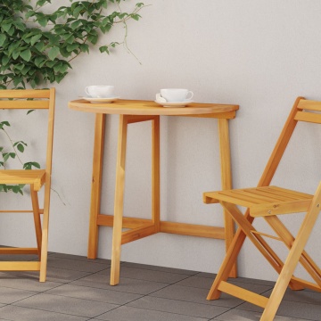 Masă de grădină pliabilă semi-rotundă 78x46x75 cm din lemn masiv de acacia - Img 1