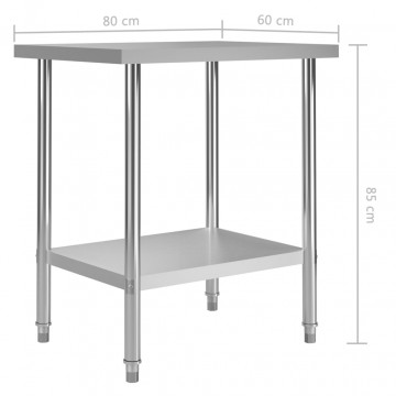 Masă de lucru bucătărie, 80 x 60 x 85 cm, oțel inoxidabil - Img 6