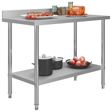 Masă de lucru bucătărie bordură antistropire 120x60x93 cm oțel - Img 2